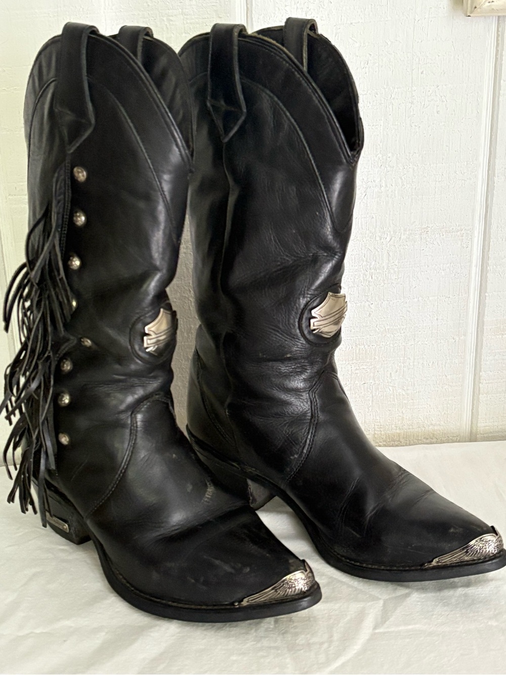 Vintage Harley-Davidson Black acting Western Boots Womens size 8M 90s-Y2K